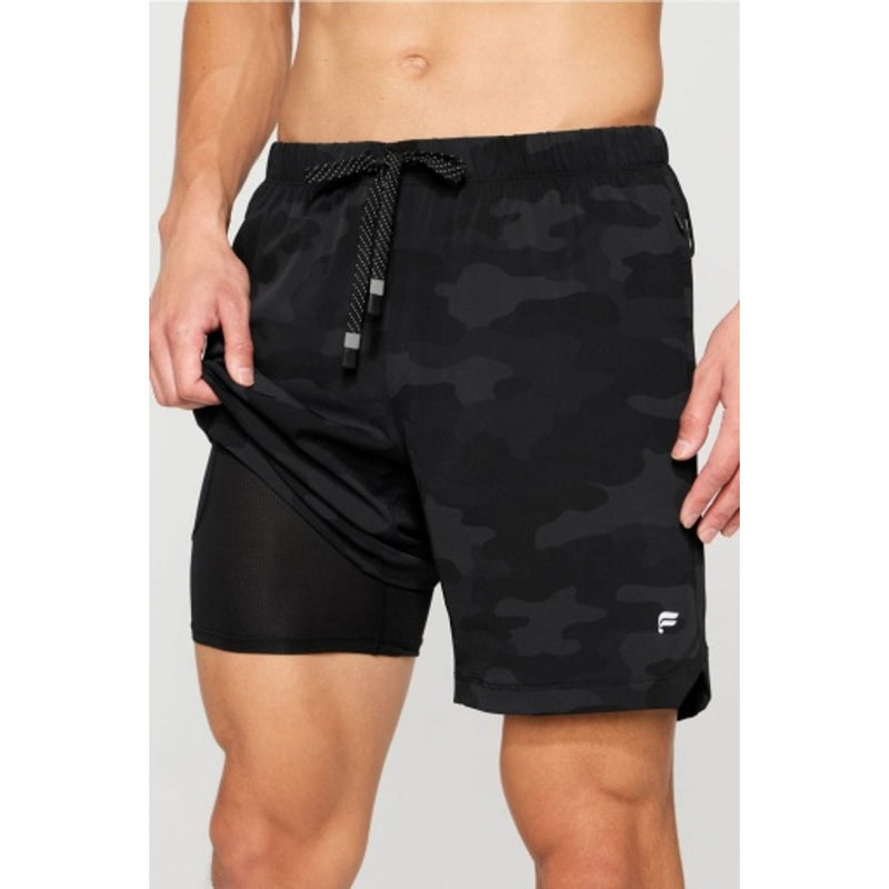 Fabletics - Mens the 7" One Short (Lined) - Black Tactical Camo