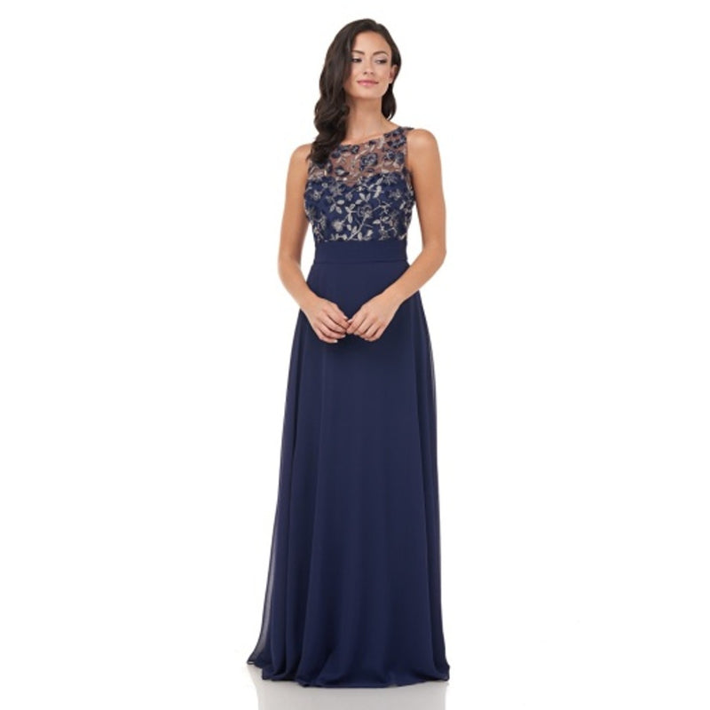 JS Collections - Womens 3d Floral Embroidered Gown