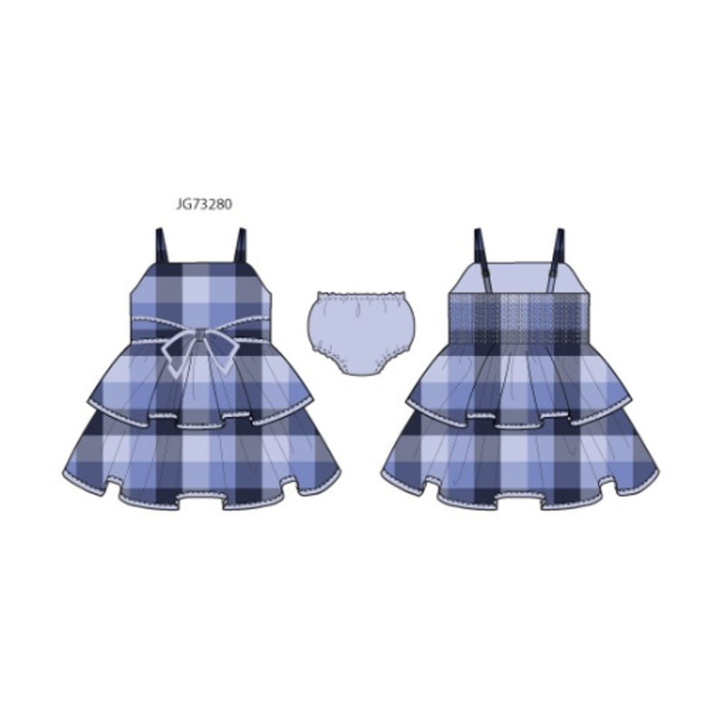 Janie and Jack - Girls with Es Blu Plaid Tier Dress Sp2