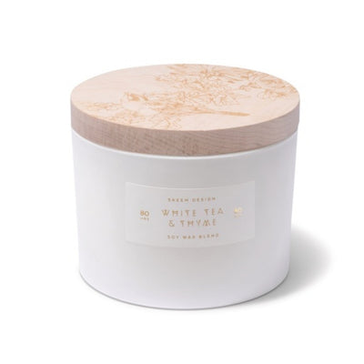 Skeem - Unisex White Tea & Thyme Print Block Triple Wick Candle