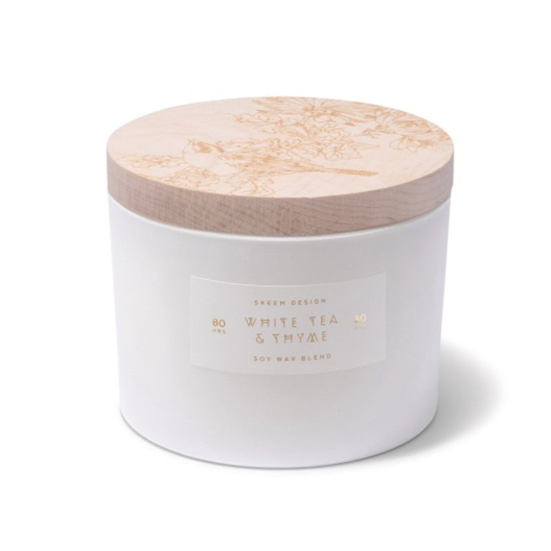 Skeem - Unisex White Tea & Thyme Print Block Triple Wick Candle