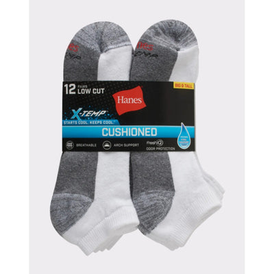 Hanes - Mens X-Temp Men's Cushioned Low Cut Socks 12-Pairs
