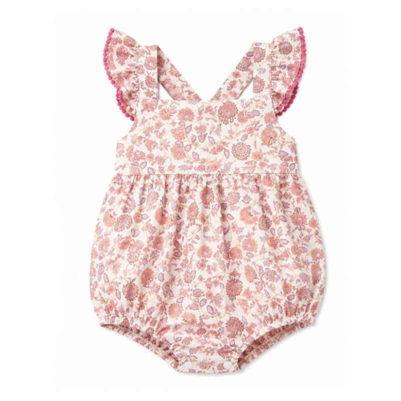 Hope & Henry - Baby Linen Flutter Sleeve Bubble Romper