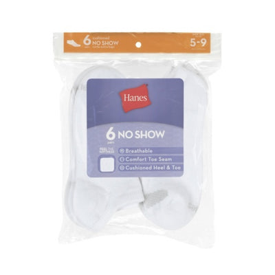 Hanes - Womens No Show Socks Moisture-Wicking 6-Pairs