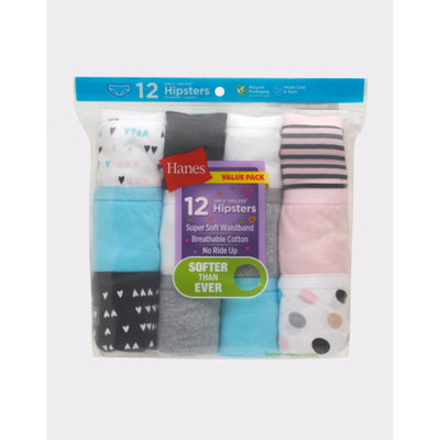 Hanes - Girls Tagless Hipster Underwear 12-Pack