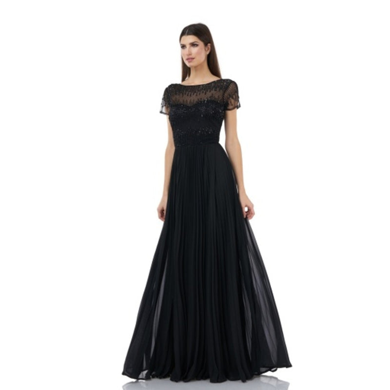 JS Collections - Womens Bead Bodice Sunburst Pleat Gwn