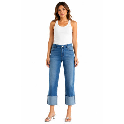 1822 Denim - Womens 29.5"- 25" Slim Girlfriend Roll Cuff Jean