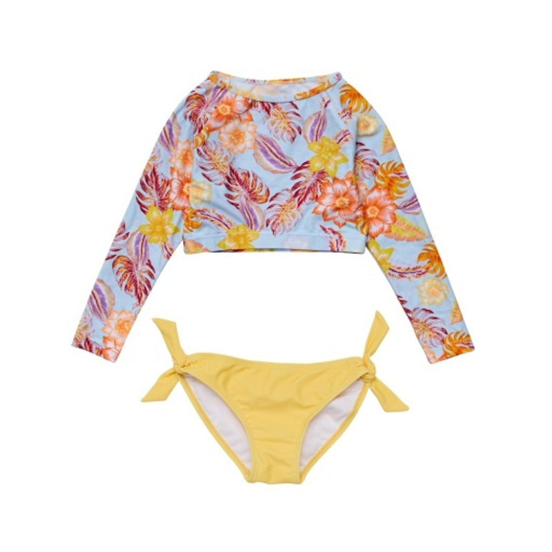 Snapper Rock - Girls Boho Tropical Crop Long Sleeve Rash Top Set