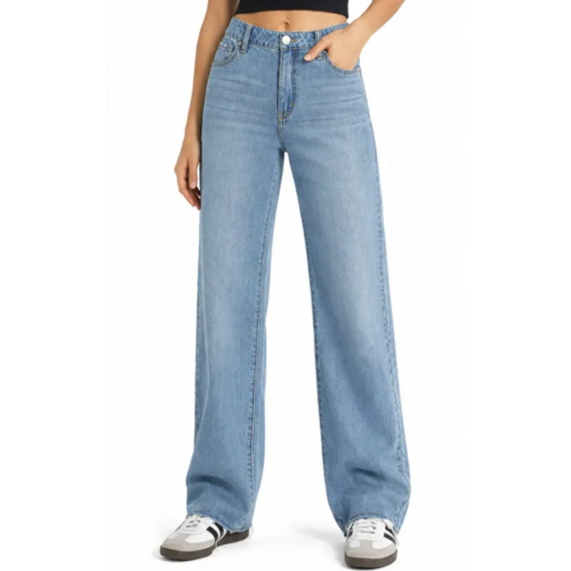 1822 Denim - Womens 34" Baggy Straight Leg Jean with Razor Hem