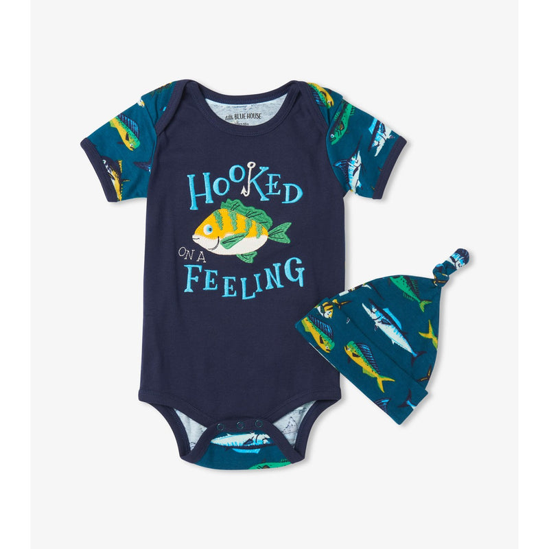 Little Blue House - Game Fish Baby Bodysuit with Hat