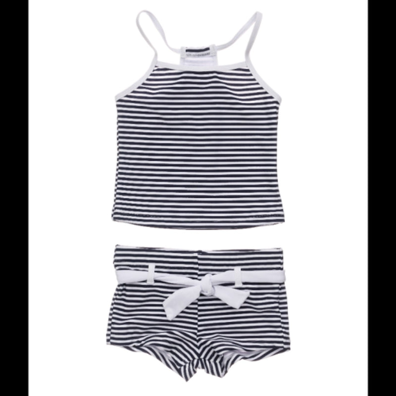 Snapper Rock - Girls Nautical Stripe Classic Tankini