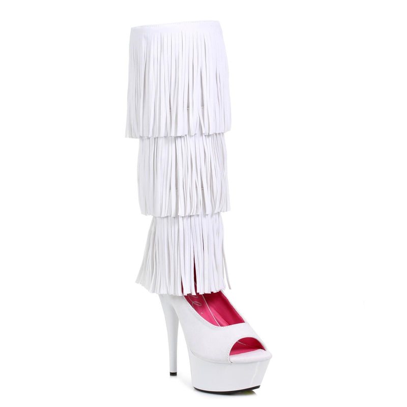 Ellie Shoes - 6" Heel Knee High Boots.W/ Fringe