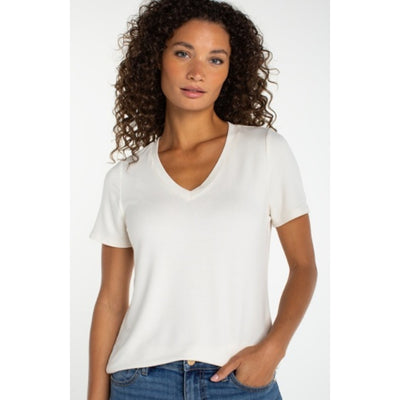 Liverpool Los Angeles - Womens Short Sleeve V-Neck Knit Tee