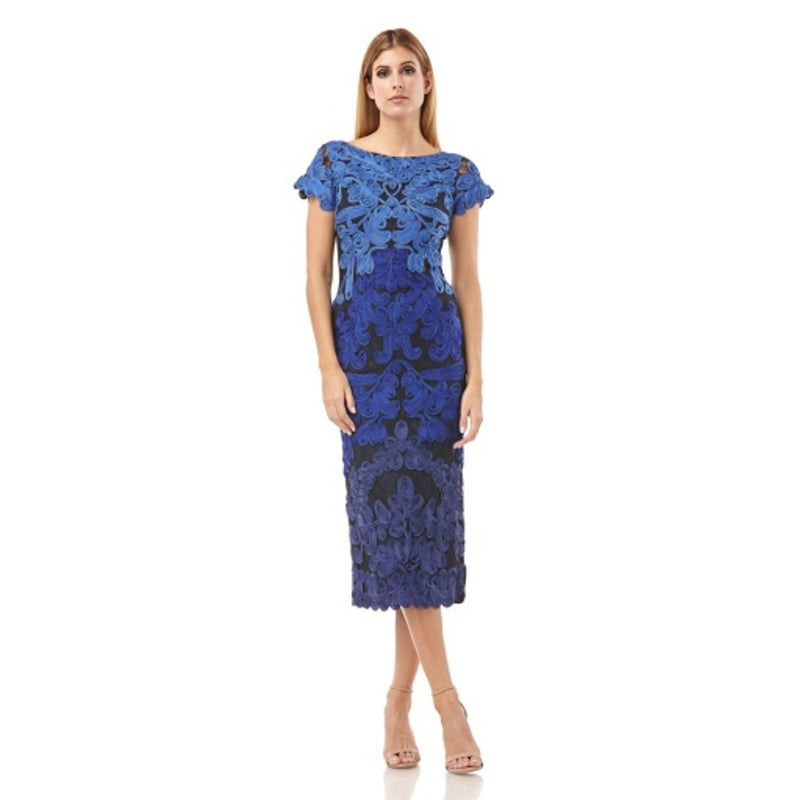 JS Collections - Womens Two-Tone Soutache Midi - Royal Navy