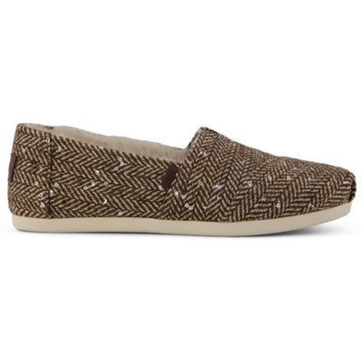 TOMS - Womens Alpargata Classic - Hot Cocoa Sequin Herringbone/Faux Fur