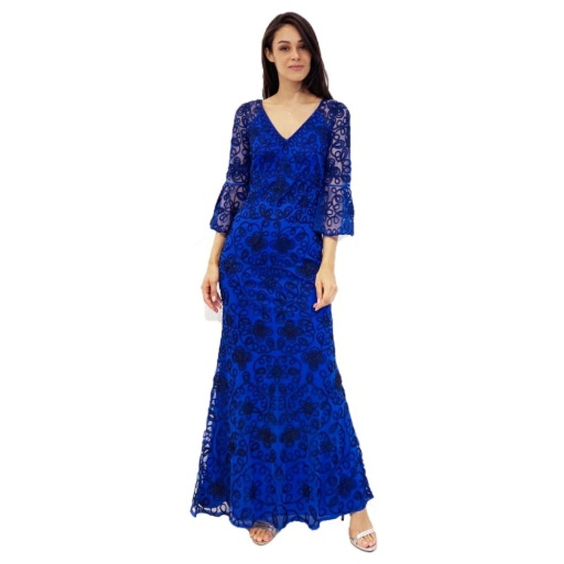 JS Collections - Womens Bead Soutache Embroidered Gown