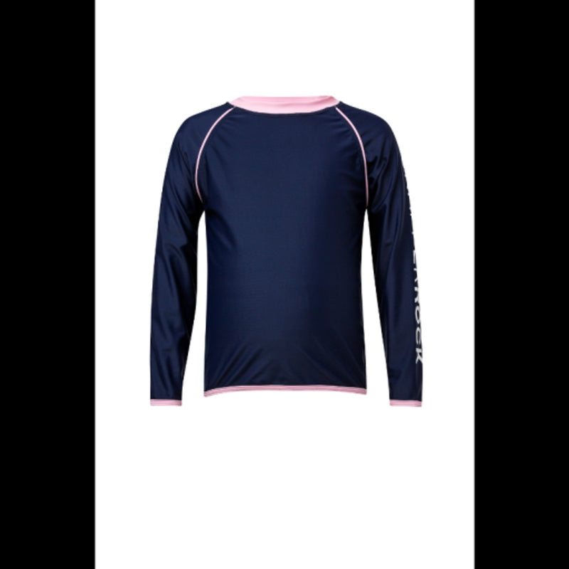 Snapper Rock - Girls Navy / Pink Binding Long Sleeve Rash Top