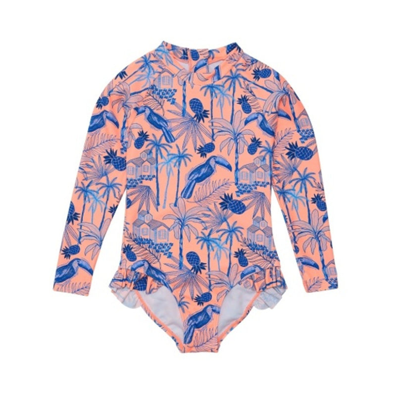 Snapper Rock - Girls Tropicana Vacay Sustainable Leg Frill Surf Suit