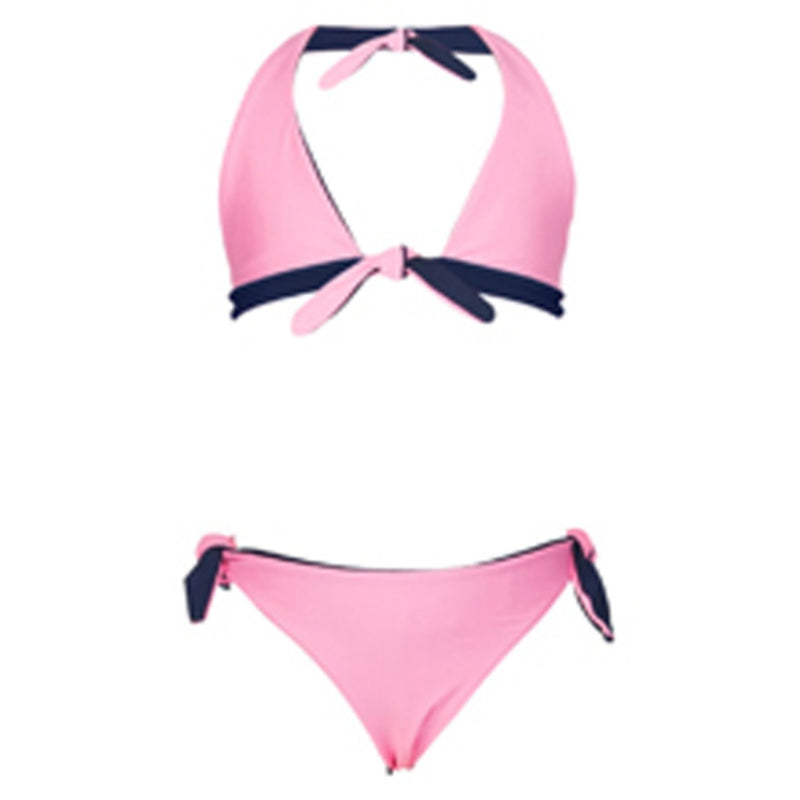 Snapper Rock - Girls Navy/Ballet Pink Reversible Bikini