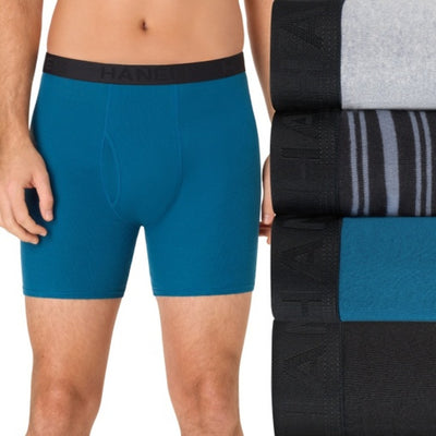 Hanes - Mens Ultimate Underwear Boxer Briefs Pack 4-Pack Comfortsoft Moisture-Wicking Cotton Underwear