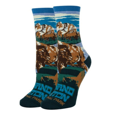 Oooh Yeah - Womens Crew Socks-Grand Teton Bison