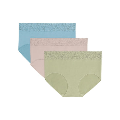 Hanes - Womens Bali Modern Seamless Lace Trim Brief Underwear 3-Pack
