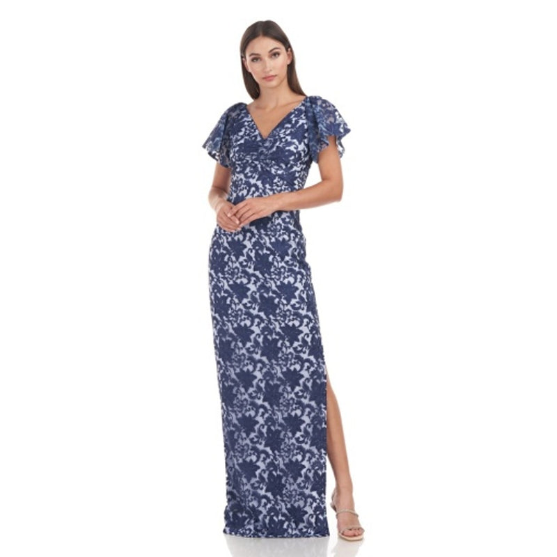 JS Collections - Womens Aurora Flutter Column Gown