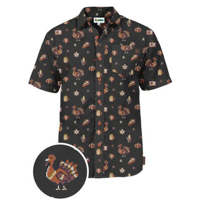 Tipsy Elves - Mens 8-Bit Turkey Button Down Shirt