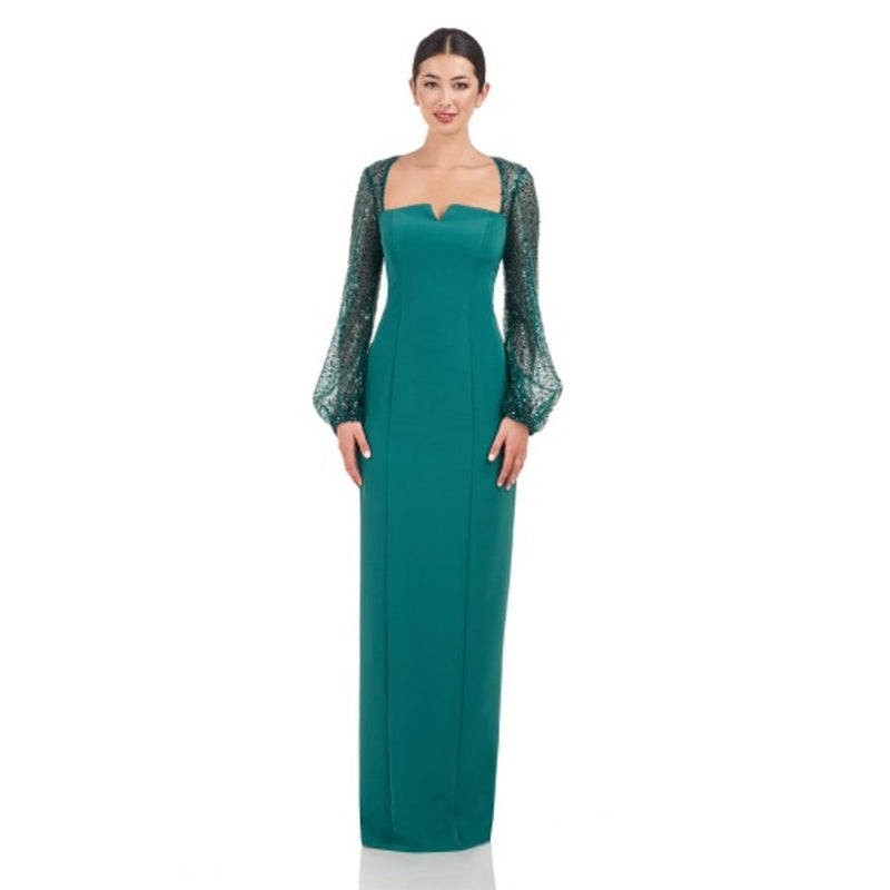 JS Collections - Womens Kim Gown with Sequin Sleeve