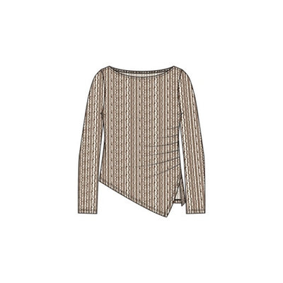 Liverpool Los Angeles - Womens Long Slv Boat Neck Asym Hem Knit Top with Pleat
