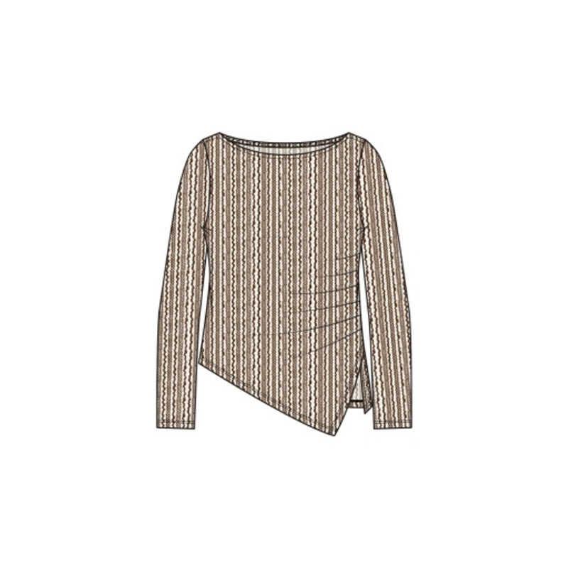 Liverpool Los Angeles - Womens Long Slv Boat Neck Asym Hem Knit Top with Pleat