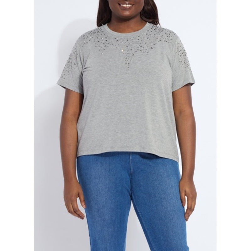 Lysse - Womens Malva Embellished Crew Neck Top Curvy