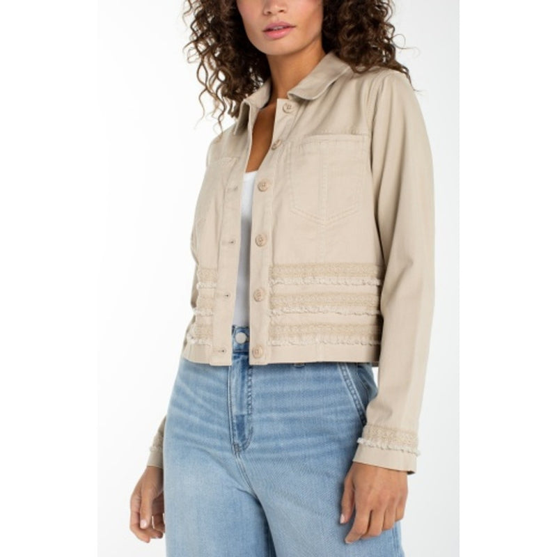 Liverpool Los Angeles - Womens Trucker Jacket with Fray and Lace