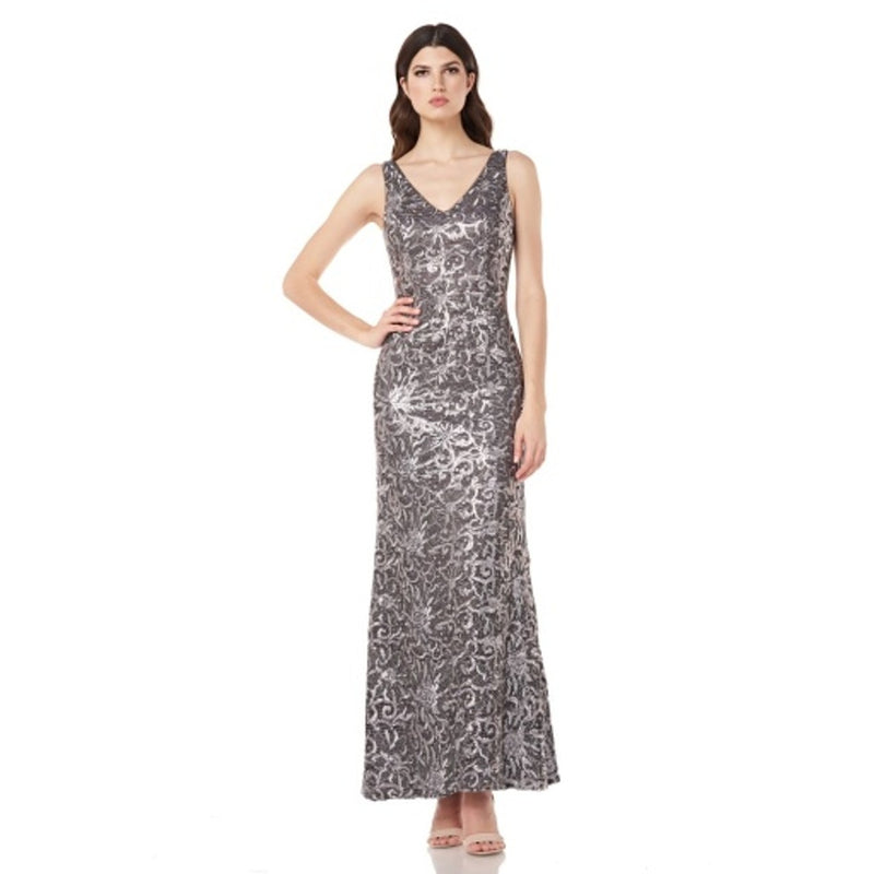 JS Collections - Womens Embroidered Sleeveless Gown