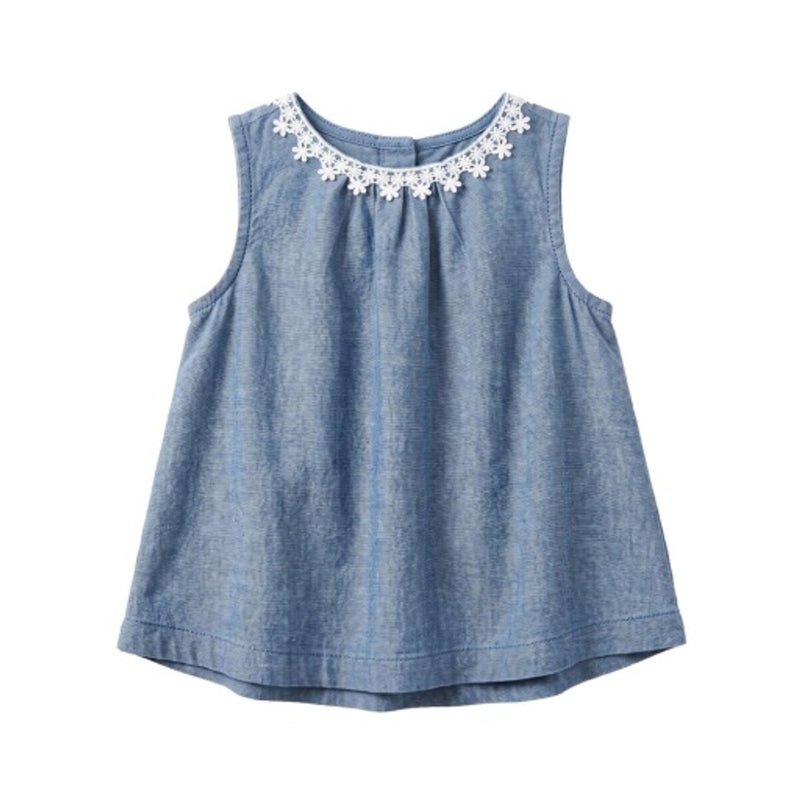 Hope & Henry - Girls Ruffle Collar Chambray Top