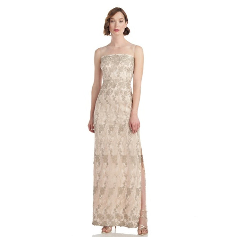 JS Collections - Womens Geraldine Scallop Column Gown
