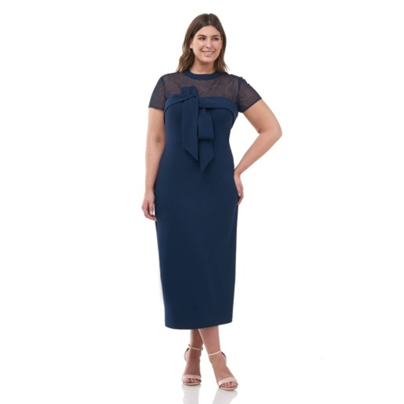 JS Collections - Womens Stretch Crepe Bow Midi