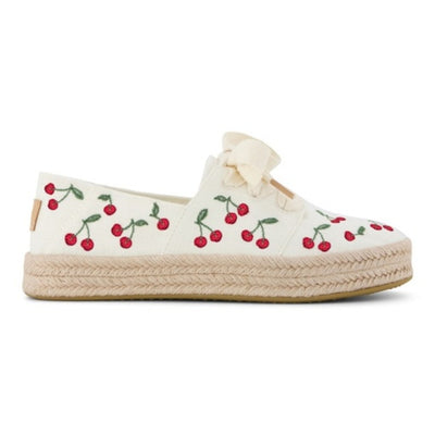 TOMS - Womens Carolina Lace Up - Egret Multi Cherry Embroidery