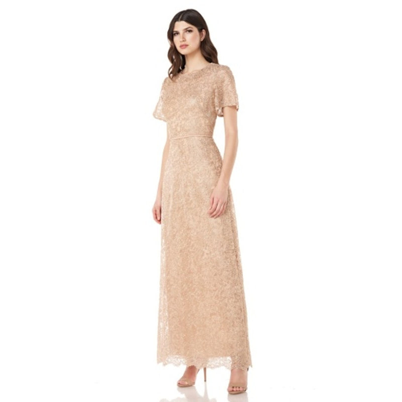 JS Collections - Womens Metallic Embroidered Gown