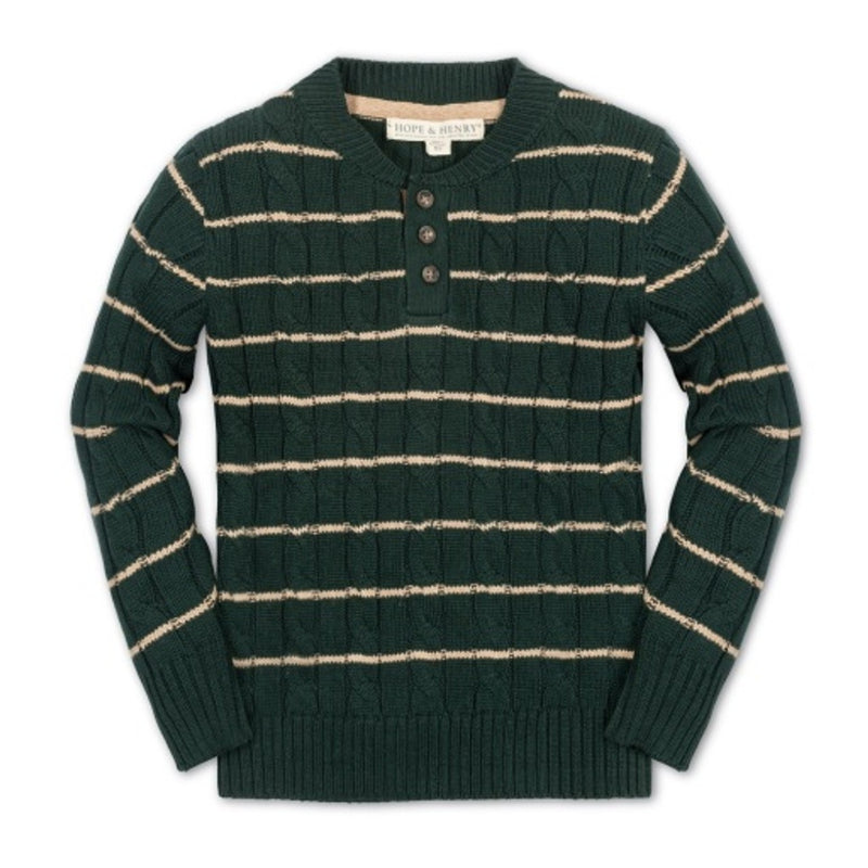 Hope & Henry - Boys Organic Sweater Henley with Elbow Patches