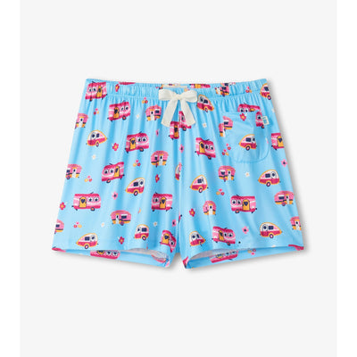 Little Blue House - Retro Campers Womens Pj Shorts in a Bag