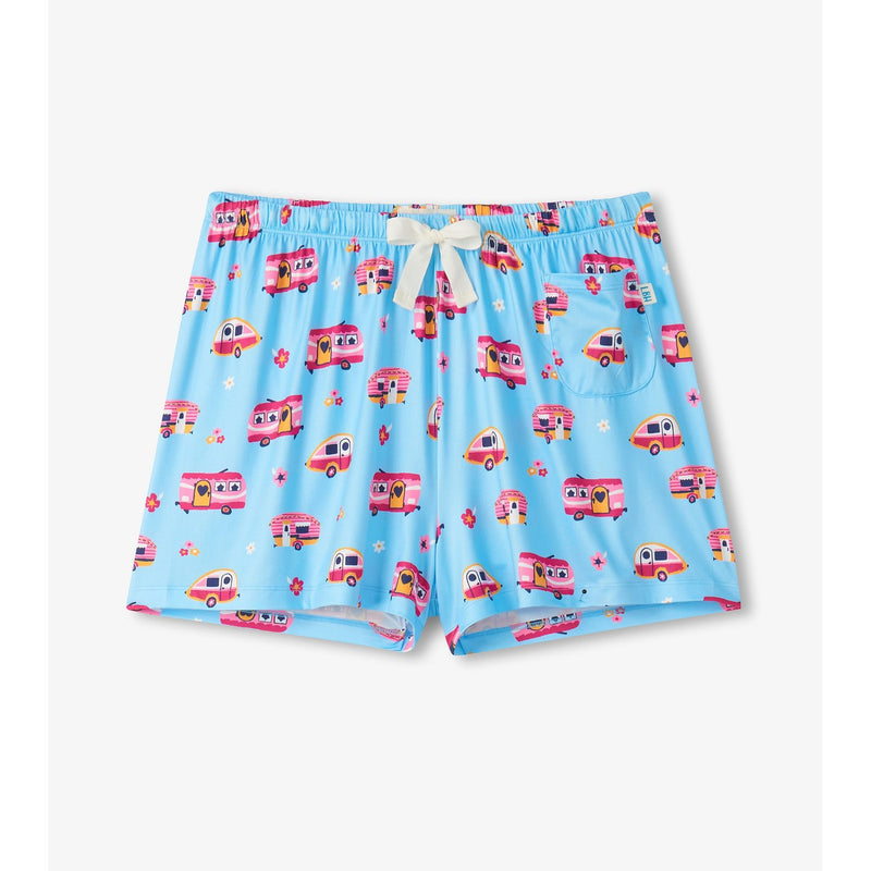 Little Blue House - Retro Campers Womens Pj Shorts in a Bag