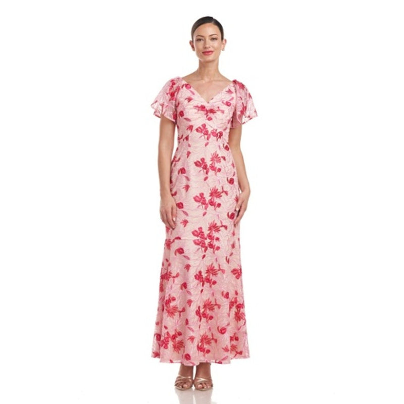 JS Collections - Womens Kaia V Neck Mermaid Ankle Gown