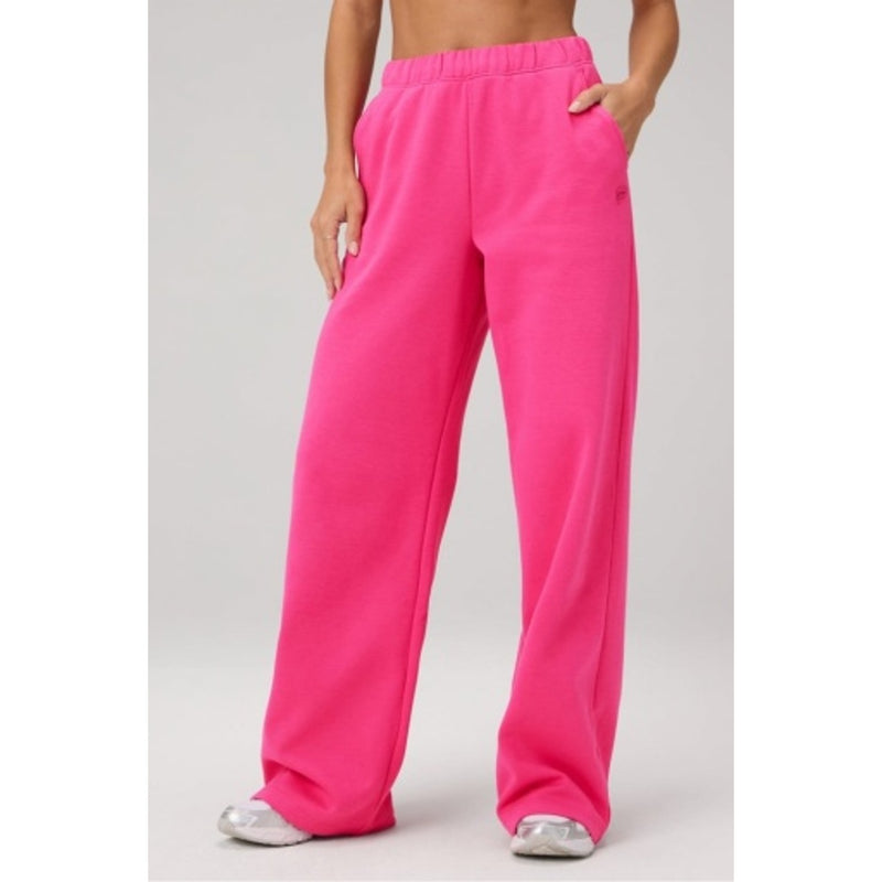Fabletics - Womens Cozy Fleece Wide Leg Sweatpant - Pink Crush
