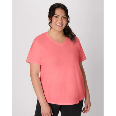 Hanes - Womens Just My Size Cotton Jersey Short Sleeve V-Neck T-Shirt (Plus Size)