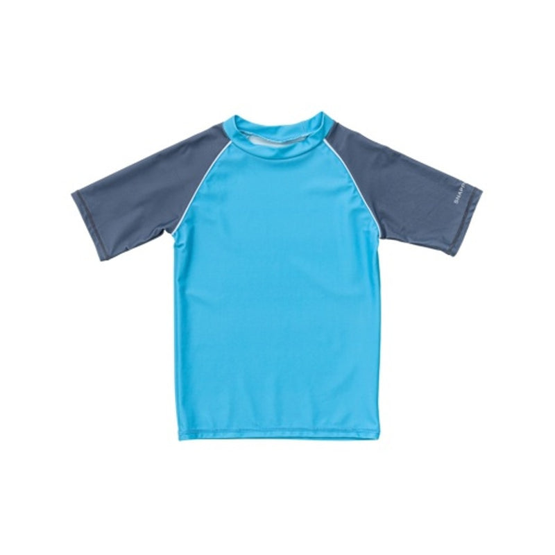 Snapper Rock - Boys Aqua Slate Sleeve Short Sleeve Rash Top