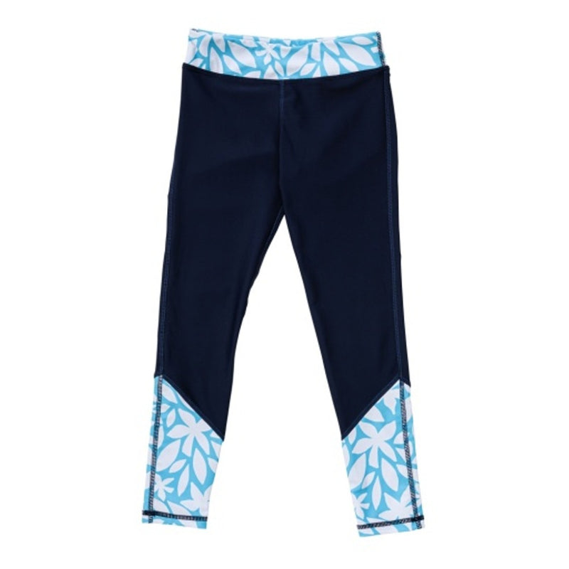 Snapper Rock - Girls Aqua Bloom Sustainable Swim Leggings