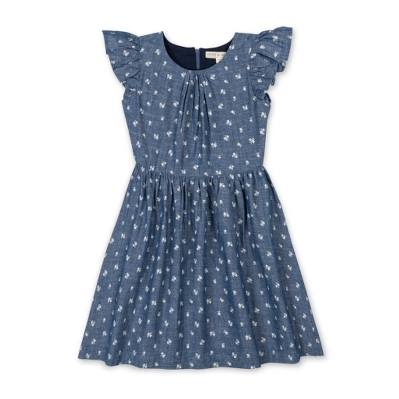 Hope & Henry - Girls Organic Ruffle Sleeve Chambray Dress