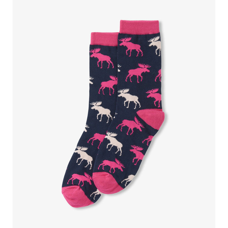 Little Blue House - Raspberry Moose Womens Crew Socks