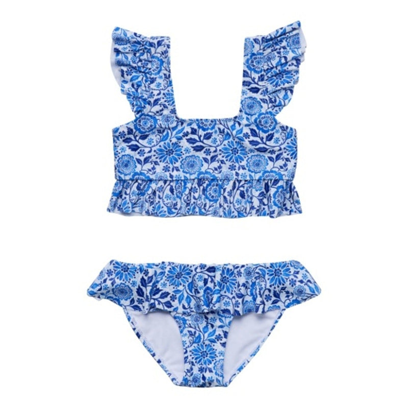 Snapper Rock - Girls Bluebell Blooms Frilled Crop Bikini